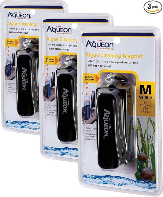 Aqueon Aquarium Algae Scraper, Fish Tank Cleaning Magnets for Glass/Acrylic, Medium (Pack of 3)