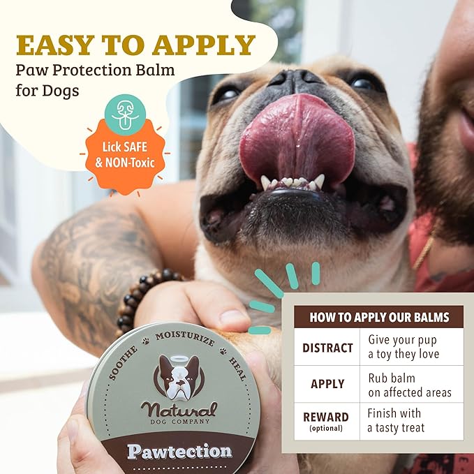 Natural Dog Company Pawtection Balm for Hot Pavement, Dry Cracked Dog Paws, and Rough Terrain - Safe, Non-Toxic, and Lick Safe - Protects Paws with Natural Ingredients, 1 oz Tin