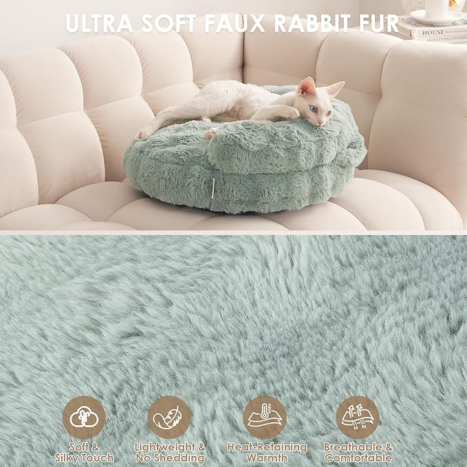 EHEYCIGA Dog Bed Medium Size Dog, Fluffy Small Dog Couch with Removable Washable Cover, Bolster Pet Sofa, Waterproof and Non-Slip, 30" x 30"x 8.5", Green