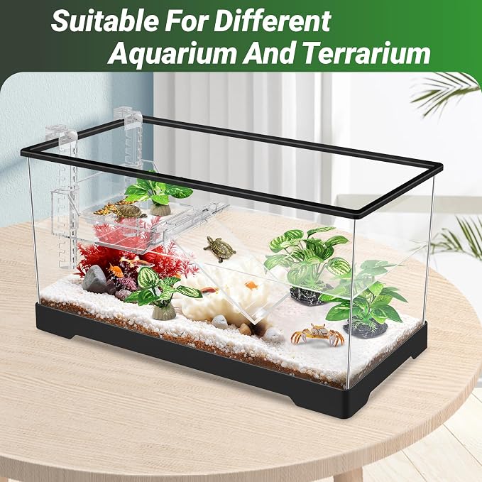 GOZILLA Silk Fish Tank Plants,Reptile Artificial Plant,Reptile Plants for Terrarium,Aquarium Decorations Accessories Set,Resin Pedestal Silk Aquarium Plant for Fish Tank.(4PCS/A-Set)