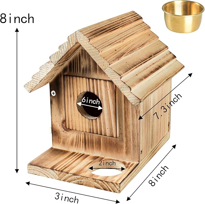 Bird House for Outside, Wooden Bluebird House with Predator Guard, Hanging Wild Bird Feeder, Outdoor Birdhouse for Clearance, Garden Bird Nesting Box for Country Cottages