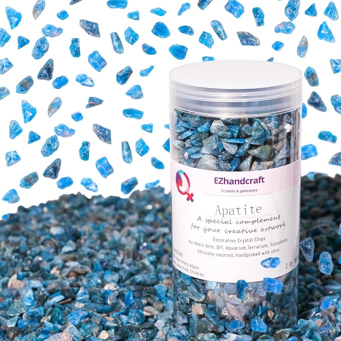 Apatite Crystal Chips Bulk 2lbs, 1800+ Pieces, 5-8mm Natural Gemstones
