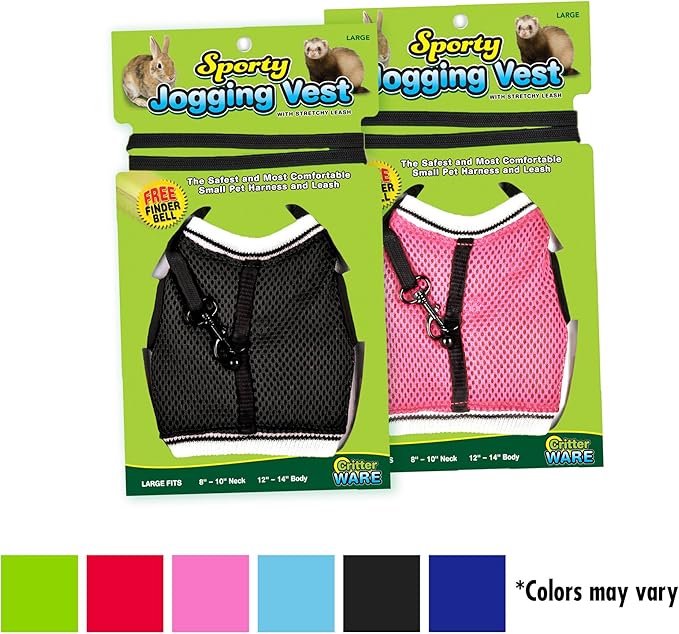 Ware Manufacturing Nylon Walk-N-Vest Pet Harness and Leash for Small Pets, Large - Colors May Vary