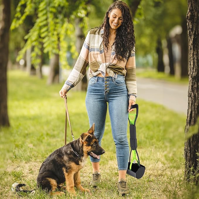 23.6‘’ Pooper Scooper, Foldable Pooper Scooper for Large Medium Small Dogs, Poop Pick Up Tool for Yard, Lawns, Grass(Green)