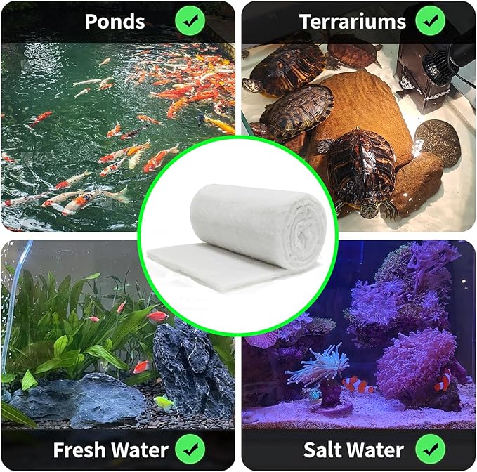 hygger 1'' Thick Aquarium Filter Floss 12"x 68" Poly Fiber Fish Tank Filter Media Water Polishing Filter Pad for Sump Canister Hang On Back Filter Cut to Size