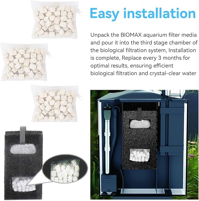 3 Pack of Bio-max Aquarium Filter Media Replacement for Fluval Spec, Evo and Flex Desktop Aquariums, 2.1Oz/60g A1378 Bio Ceramic Rings Filter Media for Use in Freshwater & Saltwater Aquariums