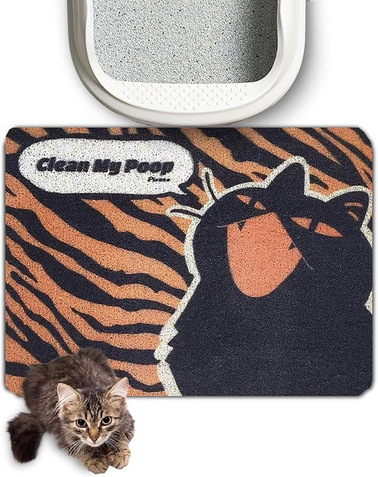 Lukamoo® Cute Cat Litter Mat (24’’x16’’), for Kitty Litter & Cat Litter Box, Independent Artist Designed (Roaring)