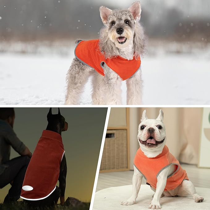 cyeollo 3XL Dog Sweaters for Large Dogs Male Female, Pullover Dog Sweatshirt Reflective Pet Jacket Fall Winter Dogs Sweaters Warm Pet Clothes, Orange & Rust Red XXXL