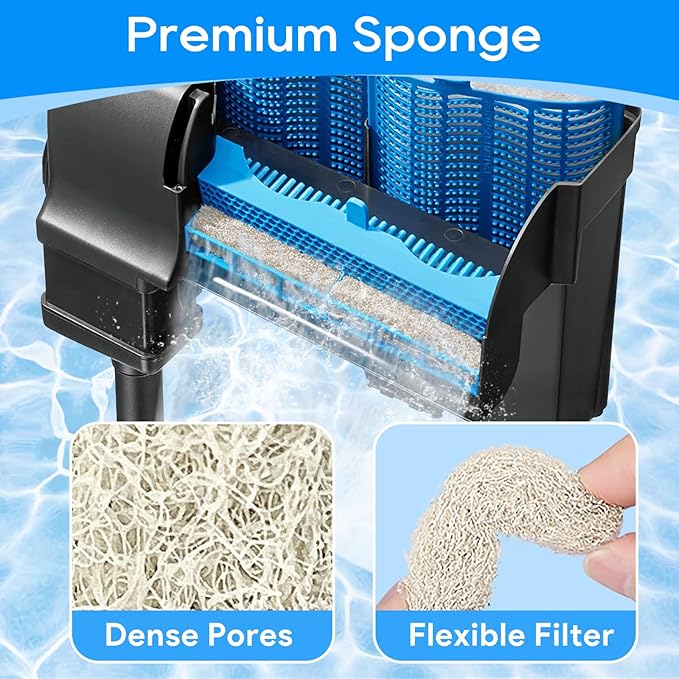 Ammonia Reducer Filter Pads Compatible with Aqueon Quietflow 20 & 75, Sponge Replacement Filter Cartridges for Aqueon Quietflow LED PRO Aquarium Fish Tank Power Filter 6PCS