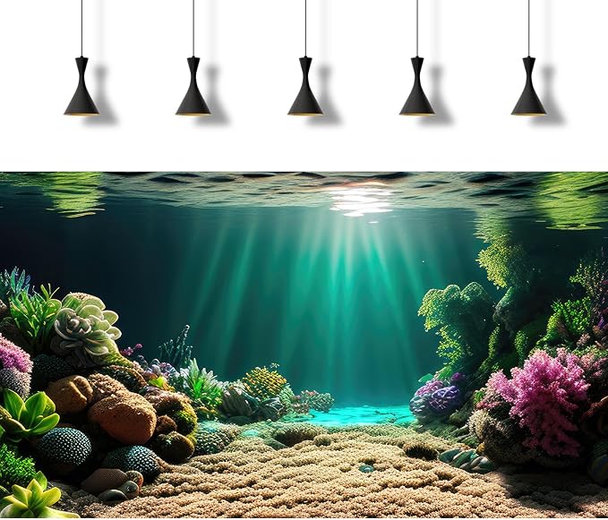 Underwater Scene Aquarium Background Under The Sea Coral Reefs Fish Tank Background Ocean Sunray Seabed Sand Rocky Outcrops Terrarium Backgrounds Tropical Sea Marine Life Tank Backgrounds 36x20in
