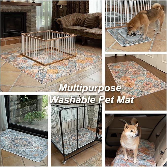 nunubaby Washable Pee Pads for Dogs, Stylish, Non-Slip and Leak-Proof Pee Pads. Reusable Potty Pads for Dogs for Crates and Floors.(Beige/Floral, 36" x36" )