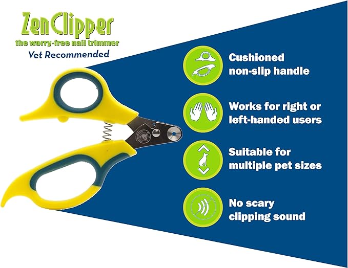 Zen Clipper Pet Nail Clipper for Cats – Cat Nail Clipper for Safer Grooming and Nail Care - Clean, Quiet, and Easy-to-Use Stainless Steel Cat Claw Trimmer - (2.5mm Hole)