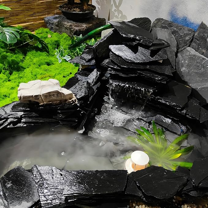 Slate Rock for Aquarium, 3-5 Inch Polished Natural Stone Rocks, 5 lbs | Fish Tank Decor, Aquascaping Rocks, Safe for Aquariums, Terrariums