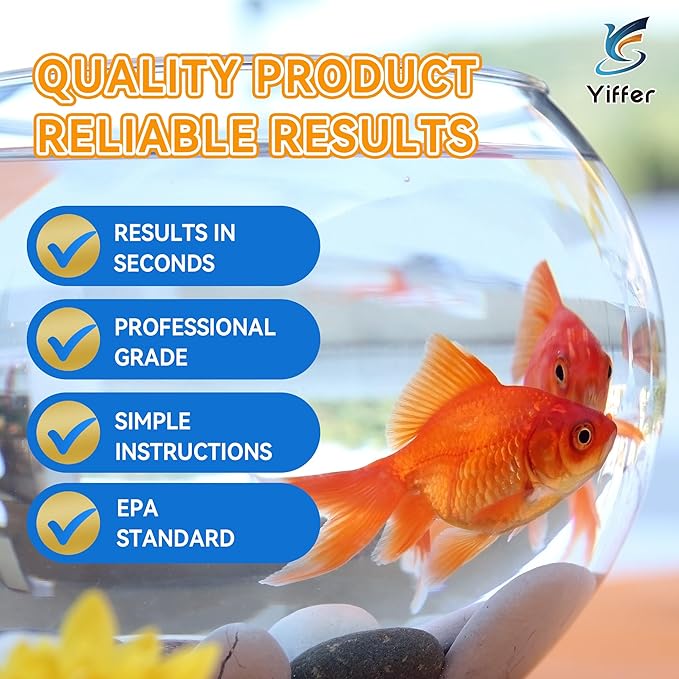 175-Count 8-Way Aquarium Test Strips with Ammonia-Accurate Test Ammonia,pH, Total Alkalinity, Carbonate, Hardness, Free Chlorine, Nitrate and Nitrite for Fish Tanks & Ponds