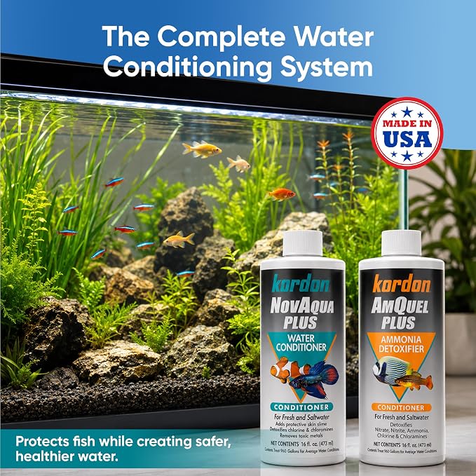 Aquarium Water Conditioner Bundle, 2 Bottles (16 fl oz Each), Freshwater & Saltwater Aquarium Water Treatment Set, Includes Microfiber Cleaning Cloth