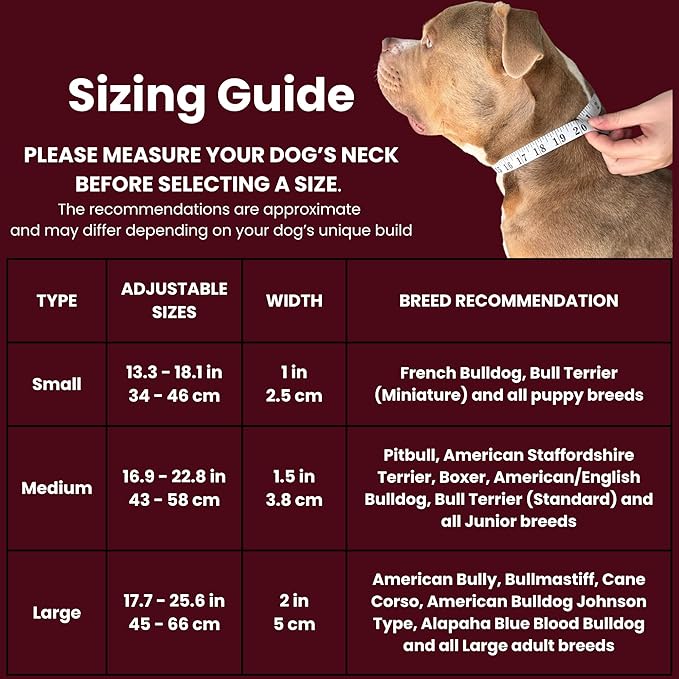 Heavy Duty Dog Collar, Tactical Dog Collar, Dog Collars for Medium Dogs, Waterproof Dog Collar, Dog Training Collar, Quick-Release Metal Buckle, Adjustable Sizes – BULLYBREED (Maroon Red, Medium)