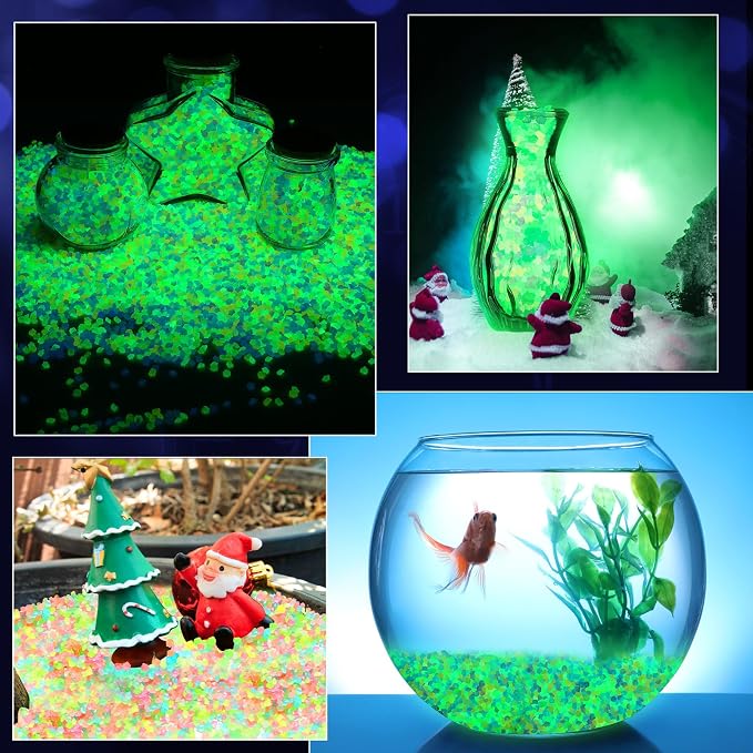 40000 Pcs 3-5mm Glow in The Dark Rocks Pebbles for Fish Tank Sand Aquarium Luminous Gravel Bulk Craft Landscaping Glow Stone for Potted Succulent Decor Fairy Garden, 2.2 Lb/ 1 kg(Multicolor)