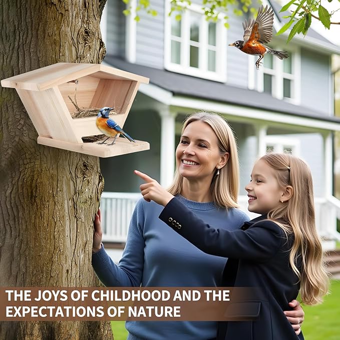 Wooden Dove Nesting Box with Triangular Opening - Outdoor Bird House for Doves to Nest and Roost, Flawless Garden Decor