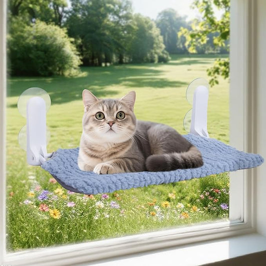 AIWIKIDE Cat Window Perch, Easy Install Bracket, Portable Wall Hammock for Indoor Cat, Light Blue