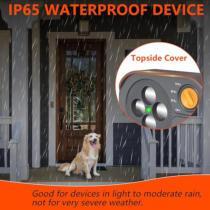 2026 New Anti Barking Device for Dogs, Bark Box Rechargeable Dog Bark Deterrent with Variable Ultra Frequency/6 Modes/IP65 Waterproof Dog Silencer Stop Neighbors‘ Dogs from Barking Up to 75ft(Grey)