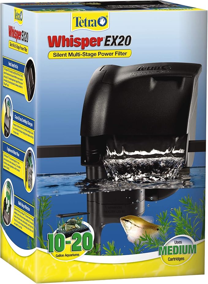 Tetra Whisper EX 20 Filter For 10 To 20 Gallon Aquariums, Silent Multi-Stage Filtration
