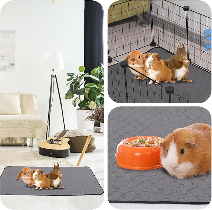2Pack Guinea Pig Cage Liners, 28''X42'' Washable Guinea Pig Pee Pads, Non Slip Reusable Super Absorbent Guinea Pig Training Mat Bedding Fleece for Small Animals Hamster Rabbit Chinchilla Rat