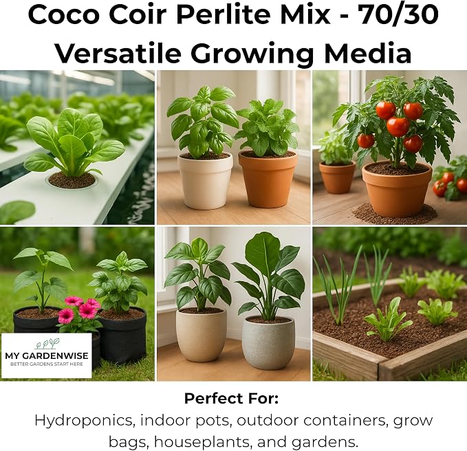 Coco Perlite - Coco Coir Perlite Mix - 70/30 Growing Media - Hydroponic, Indoor & Outdoor, Grow Bags & House Plants (20 quarts - 0.75 cu ft)