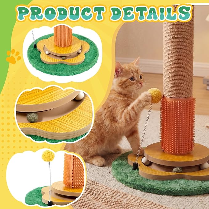 Nuanchu 41 Inch Tall Cat Scratching Post Tree for Indoor Cats Adults, Scratcher Tree Tower with Sisal Rope, Large Cats Scratching Posts with Hanging Ball for Kittens and Medium Large Pet