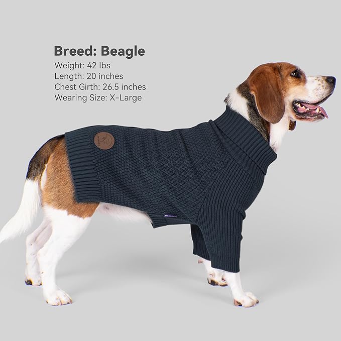 cyeollo 3XL Dog Sweaters for Large Dogs Boy, Stretchable & Cozy Warm Knit Doggy Sweater with Sleeves Turtleneck Fall Winter Cold Weather Big Dog Clothes Like Doberman Labrador, Navy XXXL
