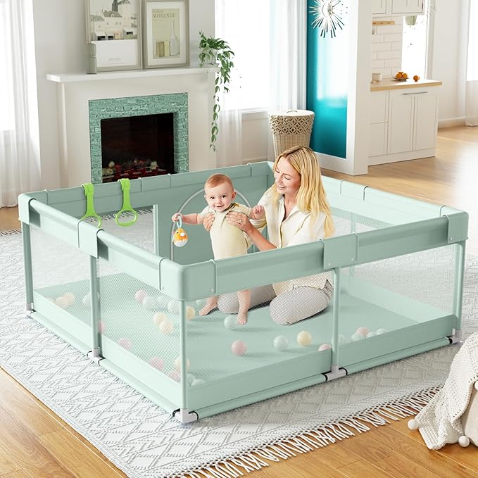 Fodoss Playpen for Babies and Toddlers, Green Playpen for Apartment, Kids Play Pen, Extra Large Baby Play Pen, Big Playard for Infants