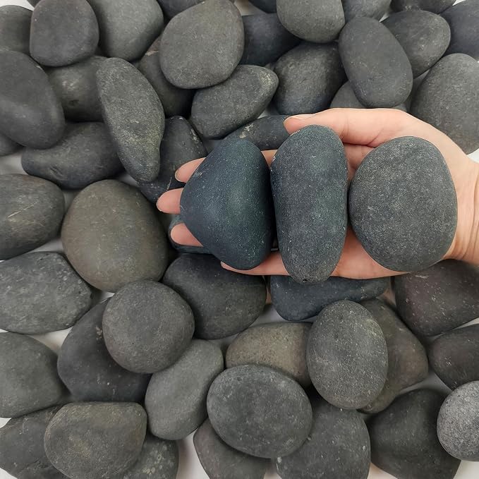 FANTIAN 5 lbs Black Stones, 2-3 Inch River Rocks for Planters | Natural Decorative Black Pebbles Rocks for Outdoor Landscaping, Aquarium, Garden, Walkways, Fountain, Painting