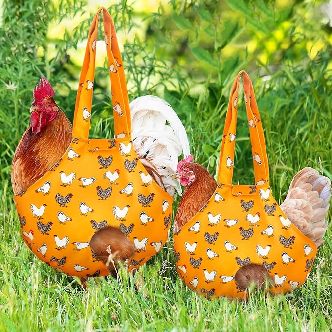 Paterr 2 Pack Chicken Holder Bag, Chicken Carrier Sling Catching Hand Bag Hen Sling with Handle Farm Supplies for Hen Rooster Transport Traveling Hiking Driving(Yellow,13.5 x 13.5 Inch)