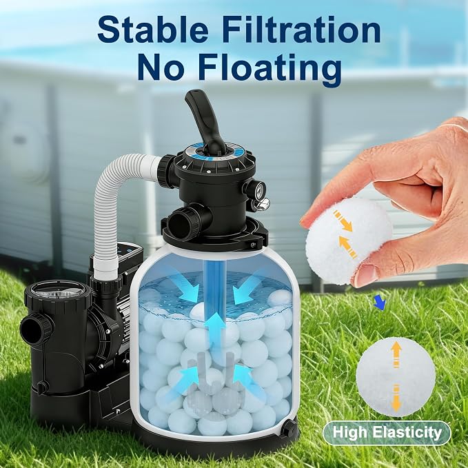 Pool Filter Balls with Silver Ions, Blue Media for Sand Filter | 3.1 lbs Replaces 100 lbs Pool Filter Sand, Easy to Clean, High Efficiency Pool Filter Media for Pools, Aquariums and Ponds