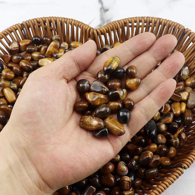 0.96LB Natural Pebbles Aquarium Gravel Vase Filler Succulent Rocks Fish Tank Decorative Crushed Stones Quartz Bulk Polished Irregular Shaped - Tiger's-Eye