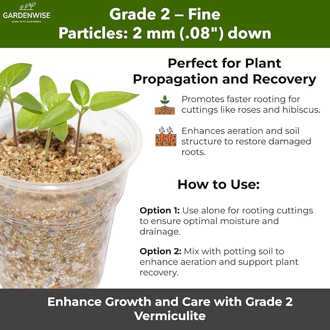 Organic Fine Vermiculite for Indoor Gardening Plants and Mushrooms – Enhances Soil Aeration, Seed Germination, Rooting Cuttings – Small Packages and Bulk (Vermiculite Grade 2 – Fine, 5 qt)
