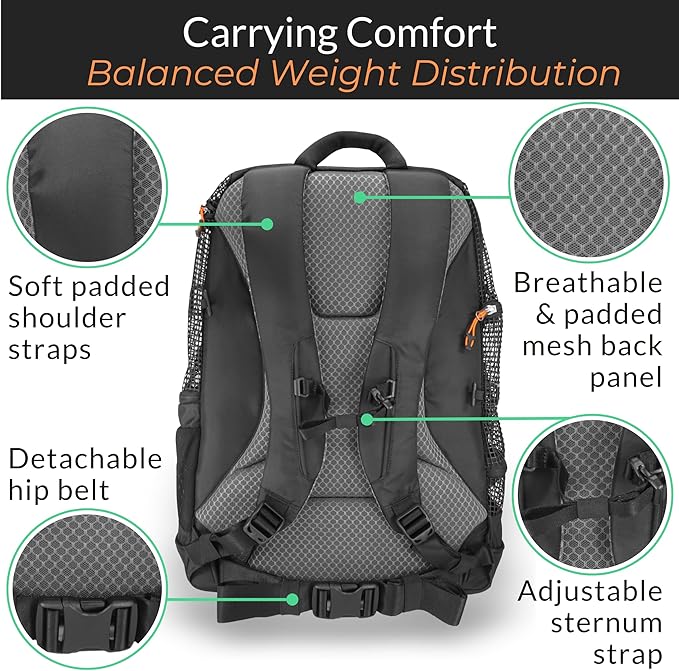 DJANGO Dog Carrier Backpack – Pet Backpack for Small Dogs & Cats with Hip Belt, Laptop Pocket & Water Bottle Sleeve – Travel Dog & Cat Carrier for Hiking, Camping & Commuting (Midnight Black)