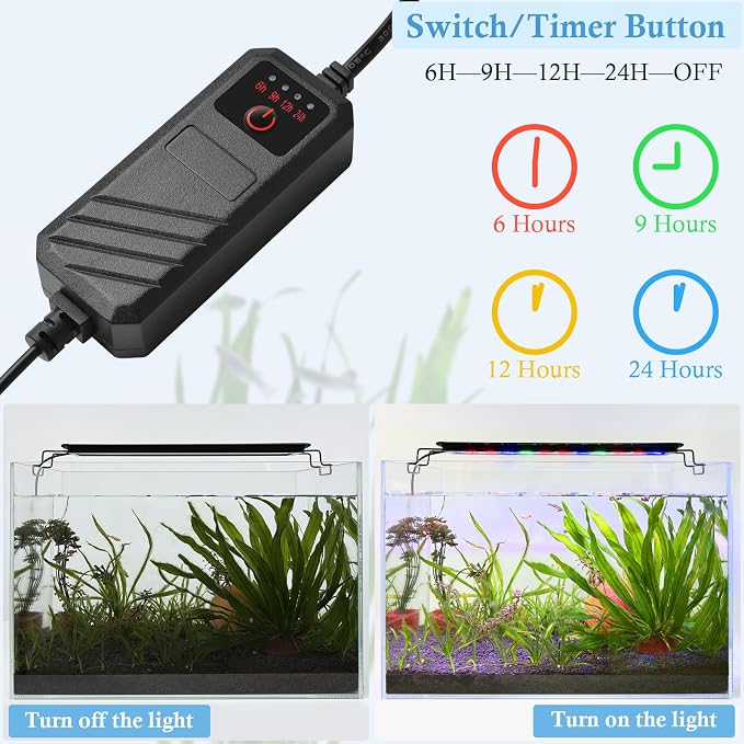 Aquarium LED Light, Full Spectrum Aquarium Plant Light with Timer, Extendable Metal Brackets, for Fish and Plant Tank (32-40 inch)