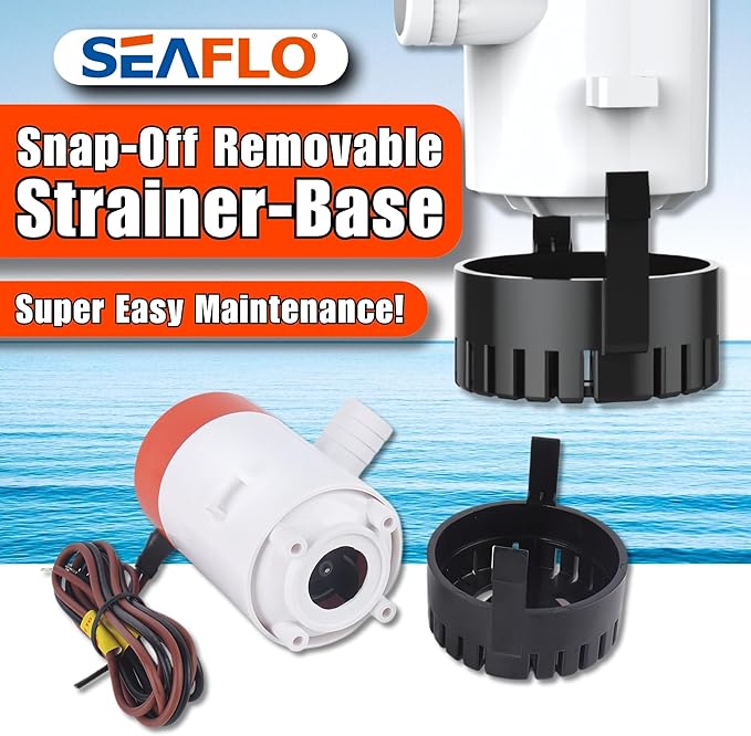 SEAFLO 01 Series 500 GPH Bilge Pump – 12V, 3/4" Outlet, Marine Submersible Pump with Anti-Airlock Protection, CE & Rohs Certified, 4-Year Warranty | Reliable for Boats and Marine Applications
