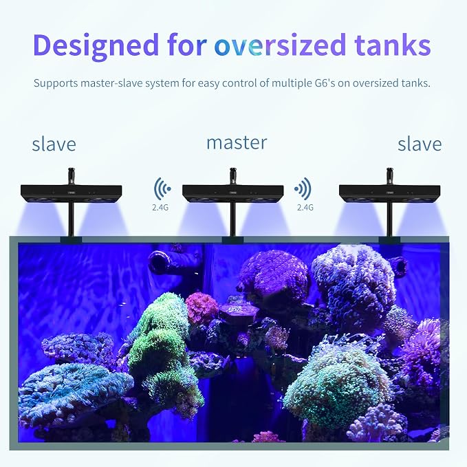 Aquarium Light- 140W Reef Light Wide Coverage Sunrise Sunset Moonlight Saltwater Lights for Coral with Master Slave Group Control & Timer & Screen | High Penetration Wide Coverage,Sunrise Sunset Moonlight,Master Slave Group Control,Detailed Simulation ...