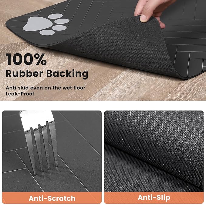 Pet Feeding Mat-Absorbent Pet Placemat for Food and Water Bowl, with Waterproof Rubber Backing, Quick Dry Water Dispenser Mat for Dog and Cat (20"x12", Lime Green)