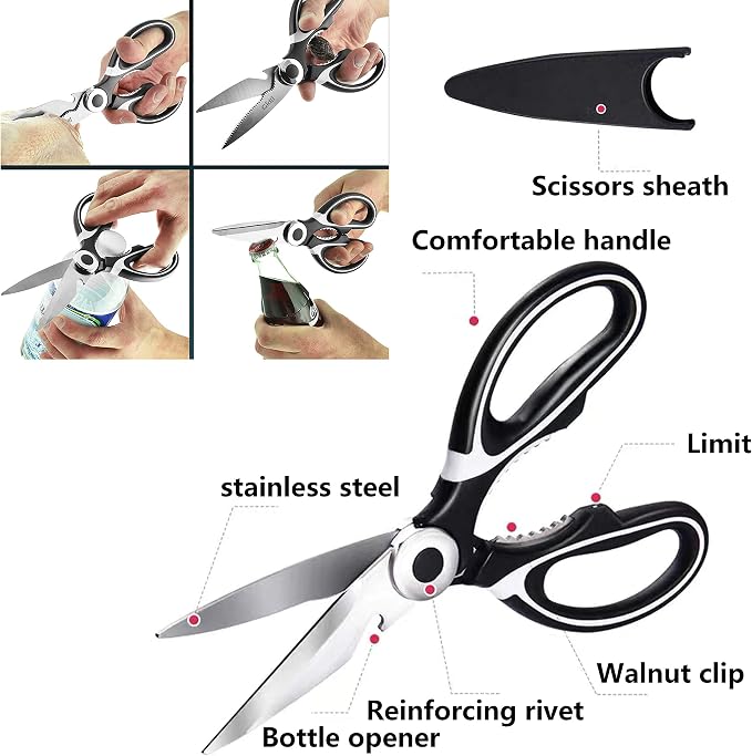 Fishing Knife, Fish Cleaning Kit 7 PC Set with Fish Knife, Fish Scale Cleaning Brush, Multi-Functional Scissors, Anti-Cutting Gloves, Fishbone Tweezers, Storage Bag