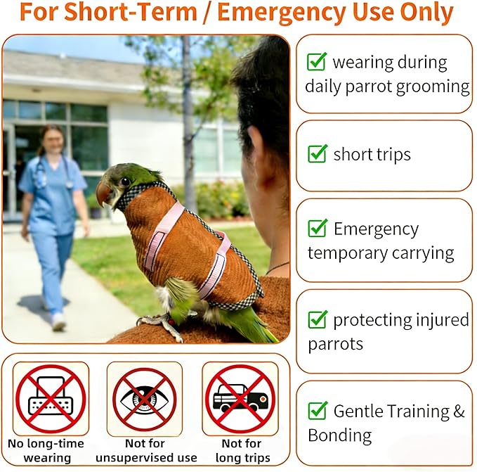 DRESSO Portable Bird Carrier Bag, Escape Resistant Parrot Carrier Bag Harness for Small Medium Parrots, Cockatiel,Green-cheeked Conure, Random Color