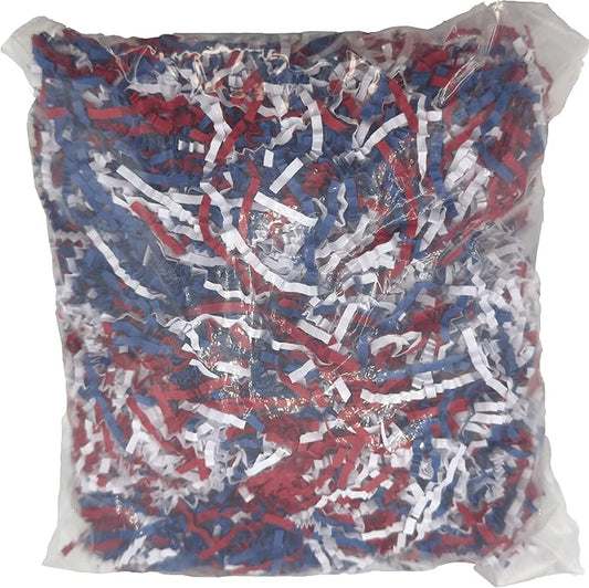 1655 USA Crinkle Paper Foraging Fill - 4oz Red White and Blue Shredded Crinkle Paper Filler - Bird Nesting - Safe Shreddable Enrichment for Parakeets, Cockatiels, Conures, African Greys & Macaws