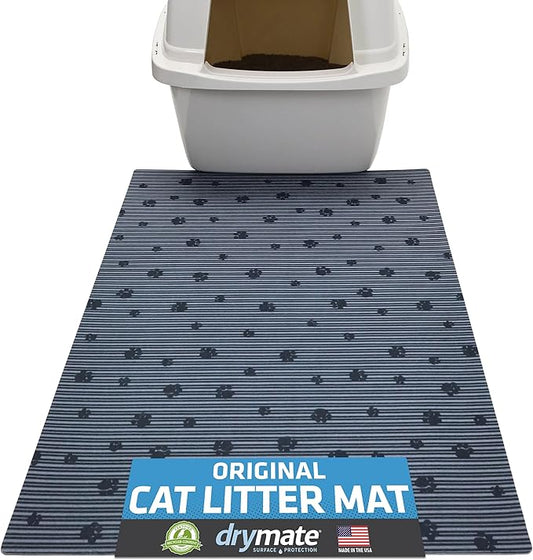 Drymate Cat Litter Box Mat, Litter Trapping Mat, Waterproof, Urine-Proof, Absorbent, Machine Washable, Soft on Paws, Contains Mess, Protects Floors, Kitten Supplies, Gray, 20x28