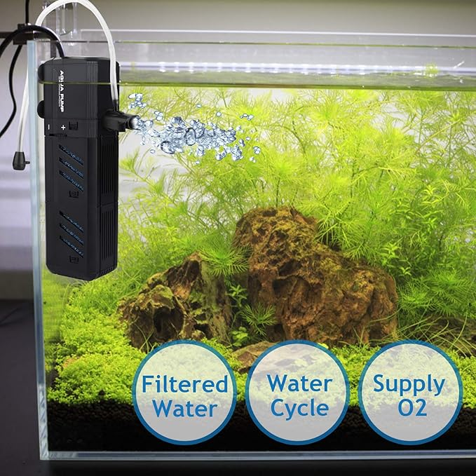 Submersible Aquarium Internal Filter, Adjustable Fish Tank Filter with Water Pump for Fish Tank (400GPH, 15W)