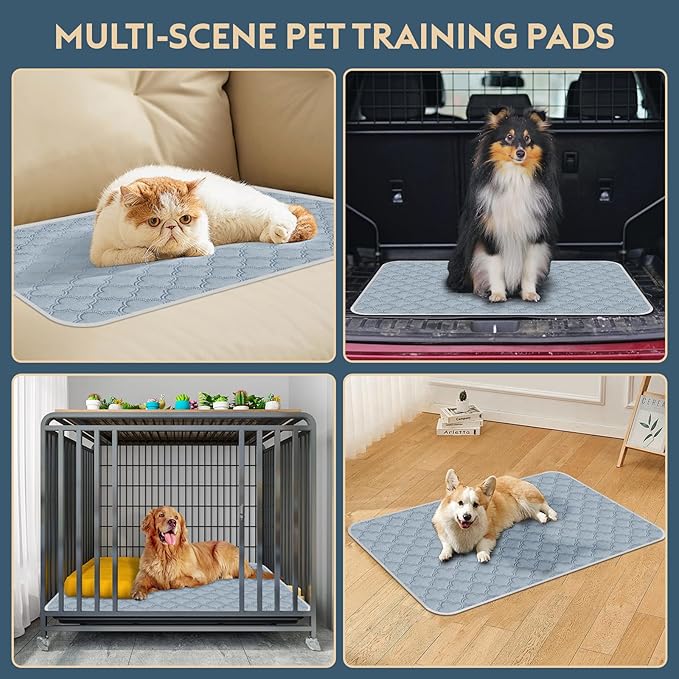 FunFurry Washable Guinea Pig Cage Liner - 4 Pack Reusable Washable Pee Pads，Waterproof Guinea Pig Bedding for Small Animal - Rabbit Bunny Hamster Puppy (Light Grey, 12" X 12" - 4 Pack)