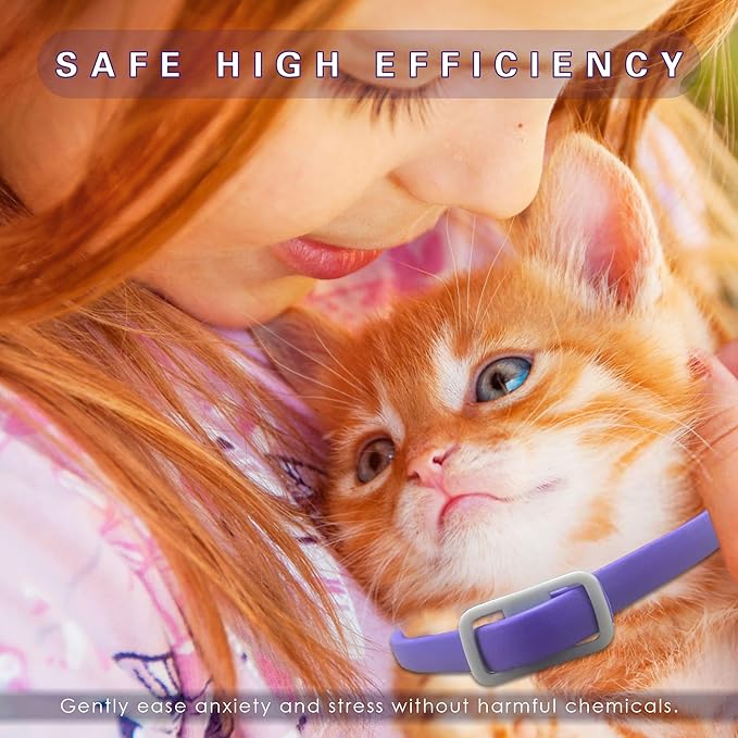 Simnice 4 Pack Calming Collar for Cats - Cat Pheromone Calming Collar Reduce Anxiety Stress for Pets, Long-Lasting Cat Calm Collars Adjustable Calm Collars for Cats