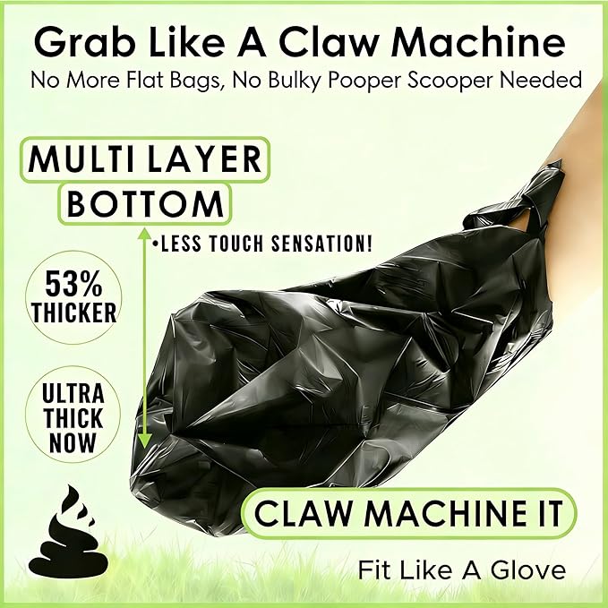 Ultra Thick RockRhino Dog Poop Bags - ECO Heavy Duty, Multi-Layer Bottom, 0% Plastic, 100% Home Compostable, Mint-Scented, Easy Open Tie Handles, Glove-Like Fit - 120 Bags