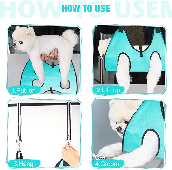 ATESON Dog Grooming Hammock - Upgrade Pet Grooming Harness for Nail Trimming (M 40lb), Dog Sling for Nail Clipping, Dog Hanging Holder Hanger for Cutting Nail with Nail Clippers