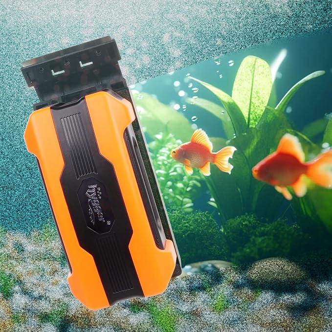 hygger Aquarium Magnetic Brush, Fish Tank Glass Algae Scrubber with Detachable Stainless Steel and Plastic Scraper, Magnetic Fish Tank Cleaner for Glass/Acrylic Fish Tank